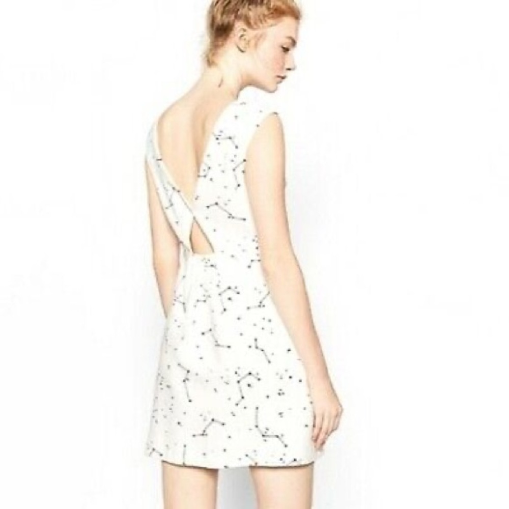 Zara Constellation Dress with Open Back, White, Size L